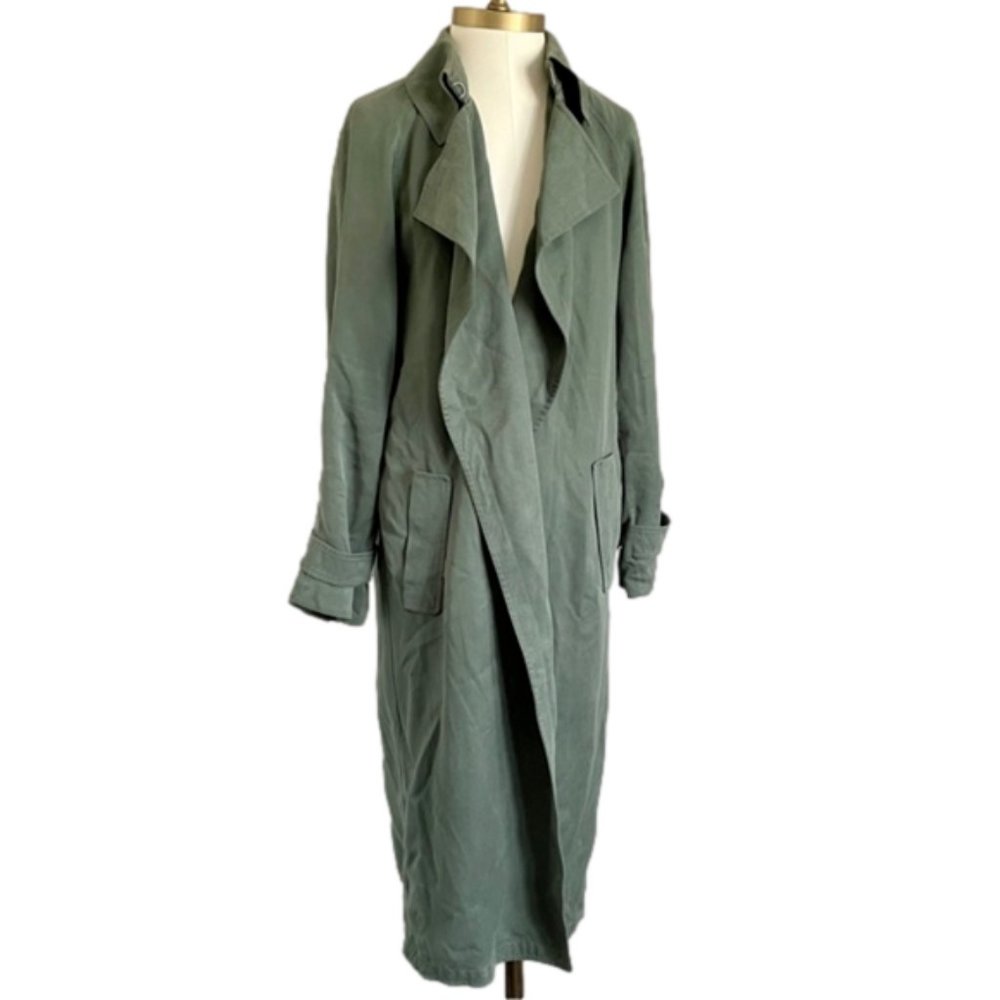 Aritzia Babaton Monterey (Green) Lawson Open Trench Coat - M - Picture 2 of 14